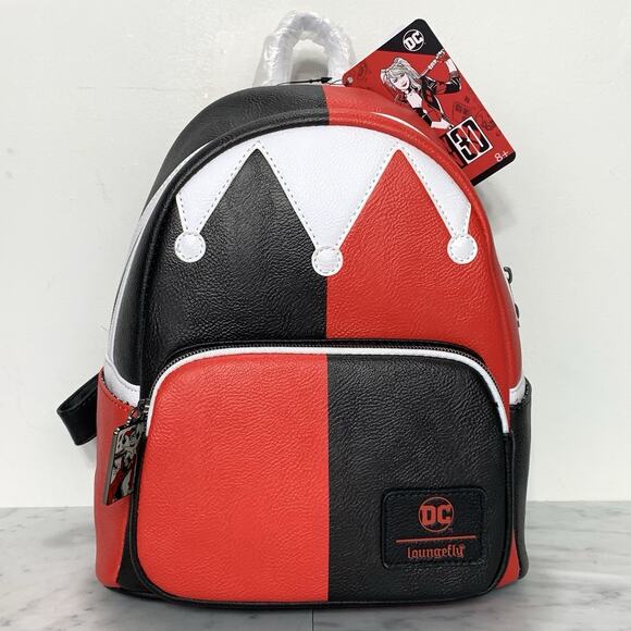 LOUNGEFLY Harley Quinn Backpack Joker Girl GameStop Excl 30th Anniversary NWT - Picture 1 of 10